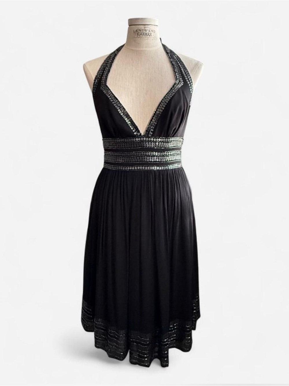 Adrianna Papell Silk Black Halter Dress